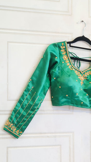 Green Ruby Silk Hand Embroidered Blouse