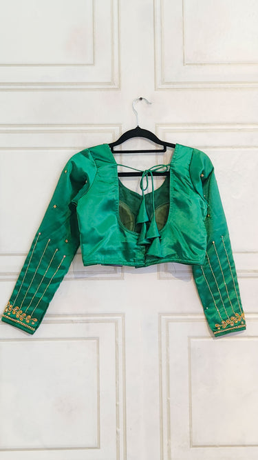 Green Ruby Silk Hand Embroidered Blouse