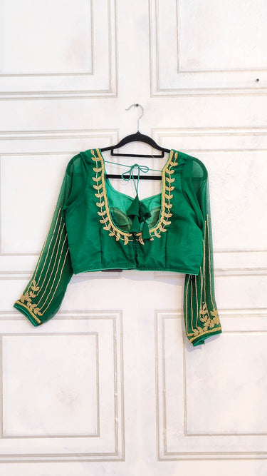 Green Georgette Hand Embroidered Tailored Blouse