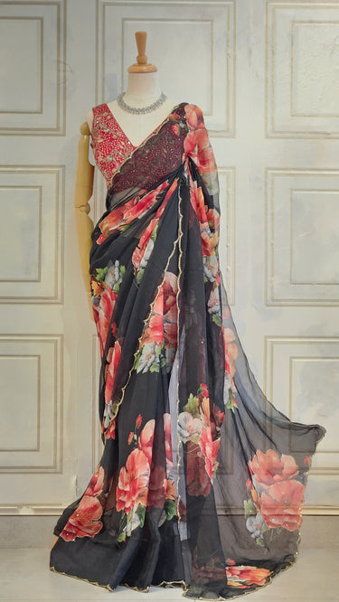 Floral Potey work Saree