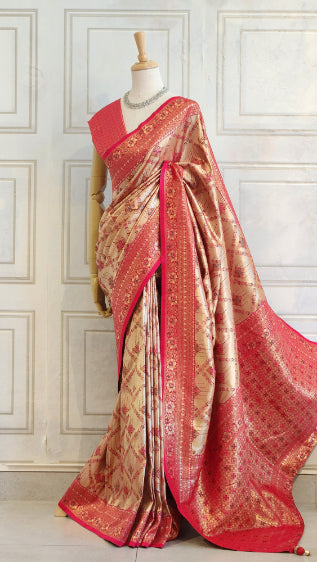 Chinnon Silk Saree with Contrast Border