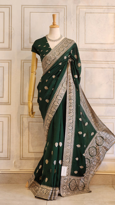 Vichitra Silk Saree with Butti Embroidery