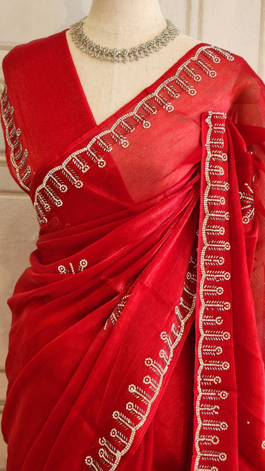 Pastel Fendi Saree with Swarovski Border