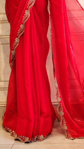 Shining Chiffon Saree with Swarovski Border