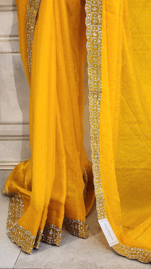 Fendi Saree with Silver Swarovski Border