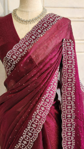Fendi Saree with Silver Swarovski Border