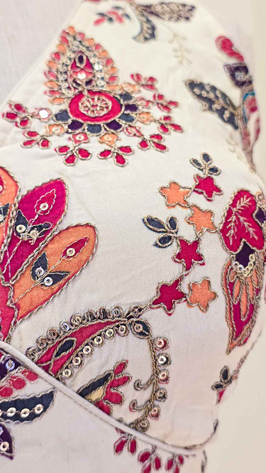 Multicolor Sleeveless Paisley Cream Blouse