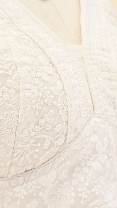 White  Sleeveless Chikankari Boutique Blouse
