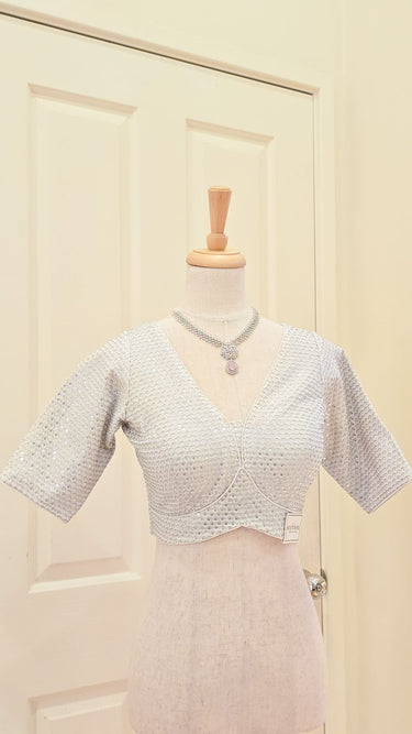 White & Silver Tailored Boutique Blouse