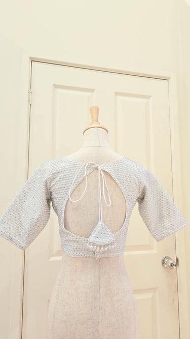 White & Silver Tailored Boutique Blouse