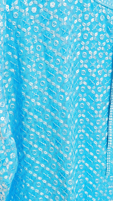 Mens Rayon Kurta In Sky Blue