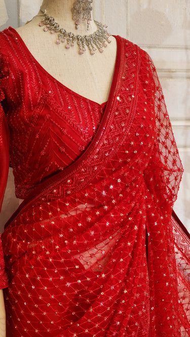 Red Handwork Saree