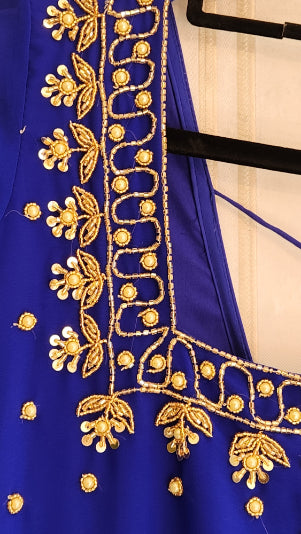 Royal Blue Handwork Kurta Set in Georgette