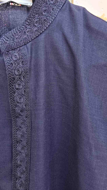 Mens Cotton Kurta in Navy Blue