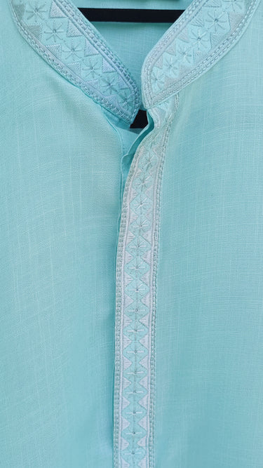 Mens Cotton Kurta in Sky Blue