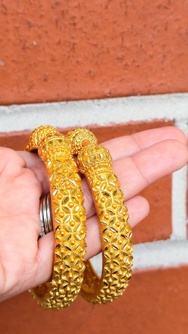 Gold Imitation Bangle Set with Intricate Motifs