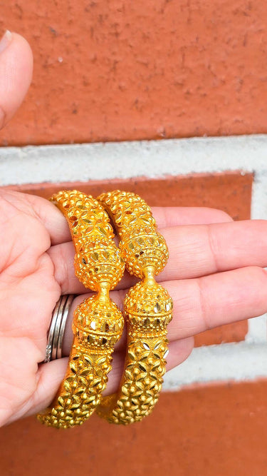 Gold Imitation Bangle Set with Intricate Motifs