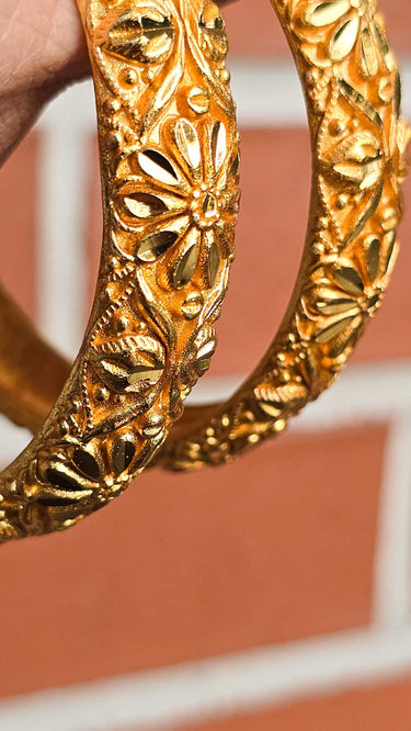 Panchadhatu Bangle Set with Intricate Florals