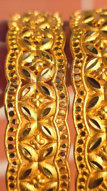 Gold Imitation Bangle Set with Floral Motifs