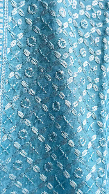 Sky Blue Rayon Chikankari Kurta Pajama for Boys