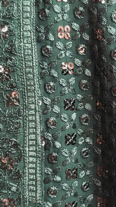 Green Chikankari Kurta Pajama for Boys