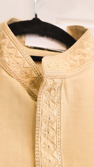 Mens Cotton Kurta in Gold