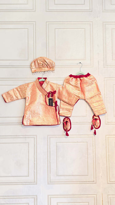 Baby Boy Taas Pasni Set with Pearlwork Topi and Jutti