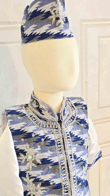 Baby Boy Dhaka Hand Embroidered with Topi and Jutti