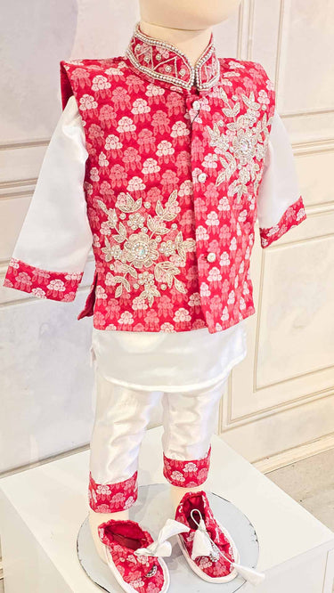 Baby Boy Dhaka Hand Embroidered with Topi and Jutti
