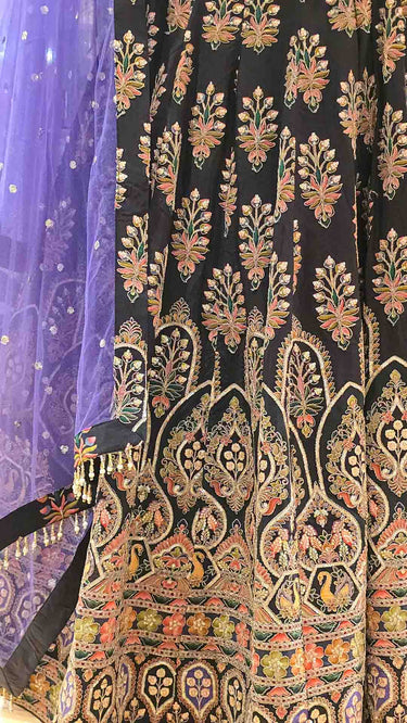 Black Crepe Position Print Lehenga