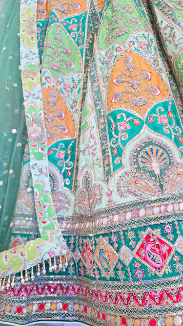 Aqua Green Position Print Lehenga