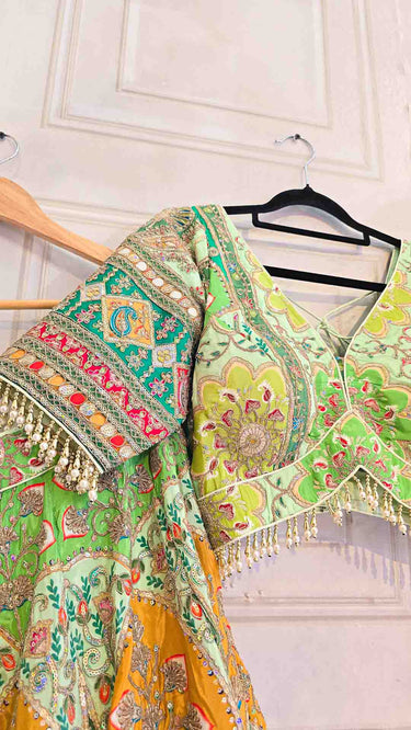 Aqua Green Position Print Lehenga