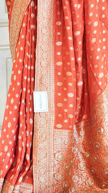 Butti Hand Embroidered Dola Silk Saree