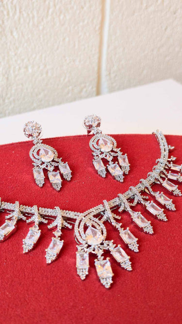 American Diamond Necklace with Earrings Rye