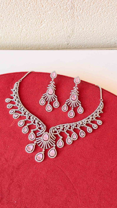 American Diamond Necklace with Earrings Moore