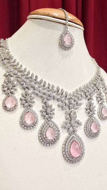 American Diamond Necklace with Earrings Urvasi