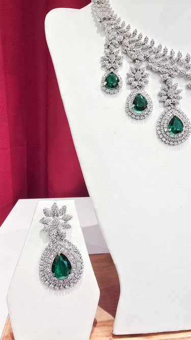 American Diamond Necklace with Earrings Urvasi