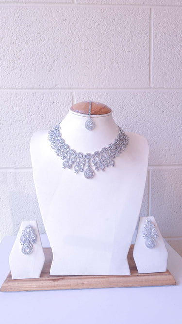 American Diamond Necklace with Earrings Raina