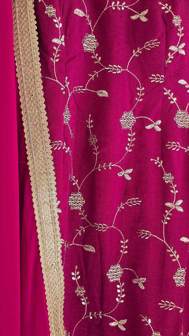 Wine Handwork Sleeveless Sarara Suit