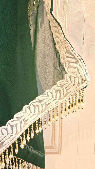 Bottle Green Chikankari Sleeveless Sarara Suit
