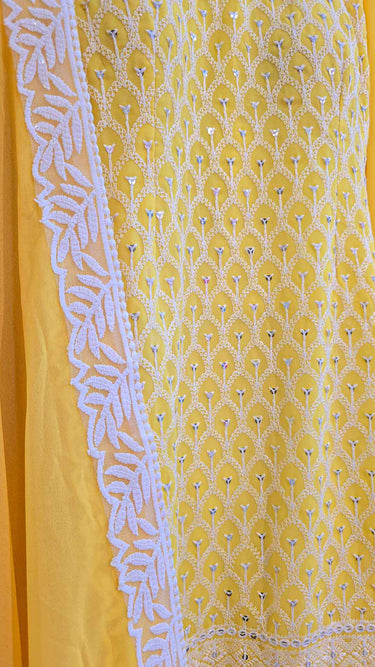 Mustard Yellow Chikankari Sarara Suit