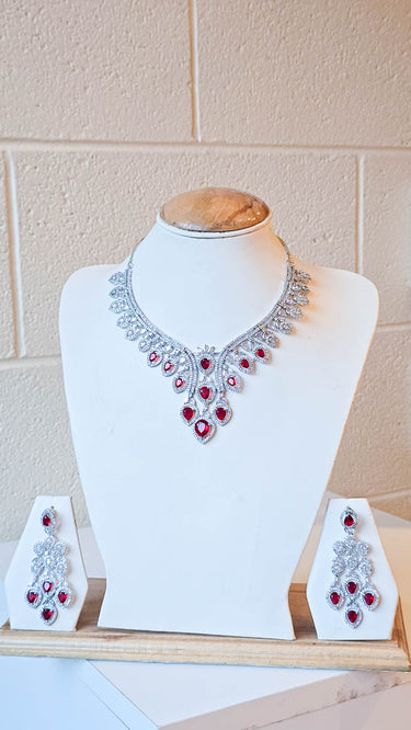 American Diamond Necklace with Earrings Tara