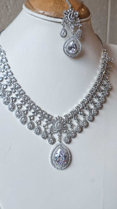 American Diamond Necklace with Earrings Myra