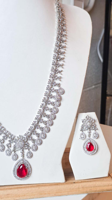 American Diamond Necklace with Earrings Rumi