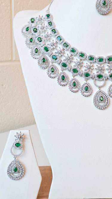 American Diamond Necklace with Earrings Aaina