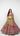 Red Position Print Lehenga with Contrast Green Shawl