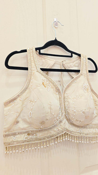 Gold Hand Embroidered Sleeveless Cosmos Blouse