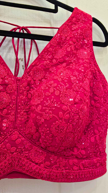 Red Sleeveless Chikankari Boutique Blouse