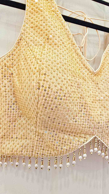 Golden Sleeveless Thread and Sequin Blouse
