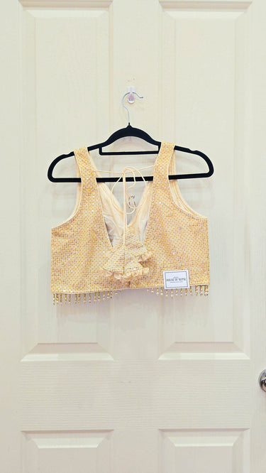 Golden Sleeveless Thread and Sequin Blouse